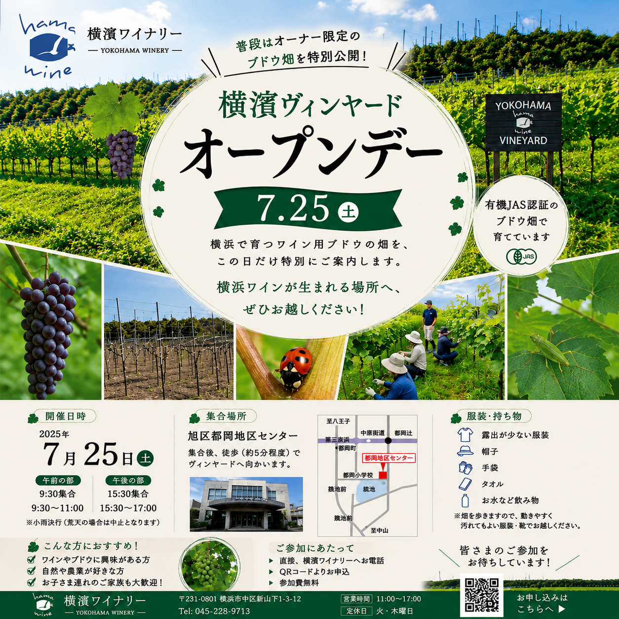 横濱ヴィンヤード オープンデー開催！(7/25 土）